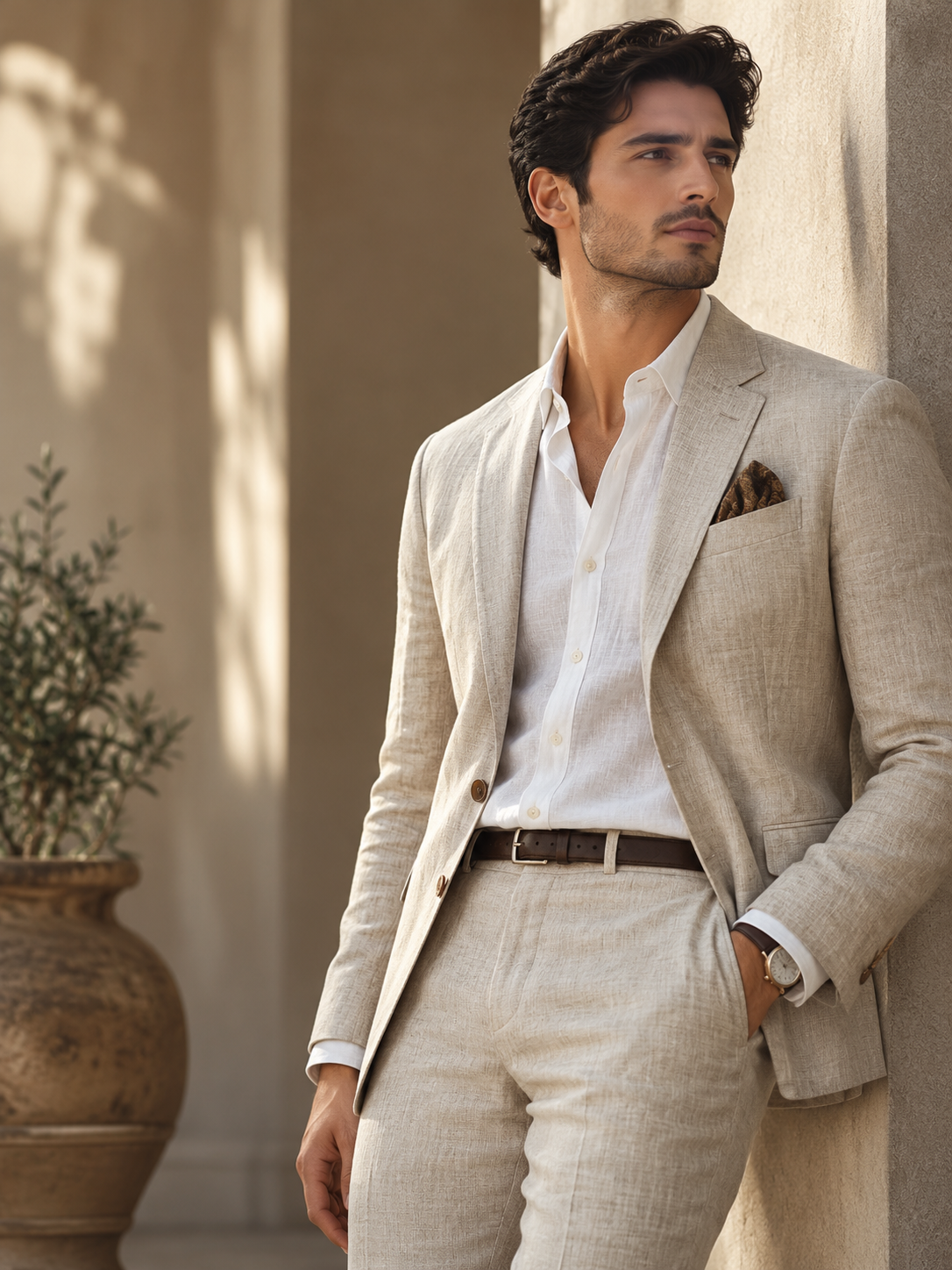 Neutral fabric and fashion detail